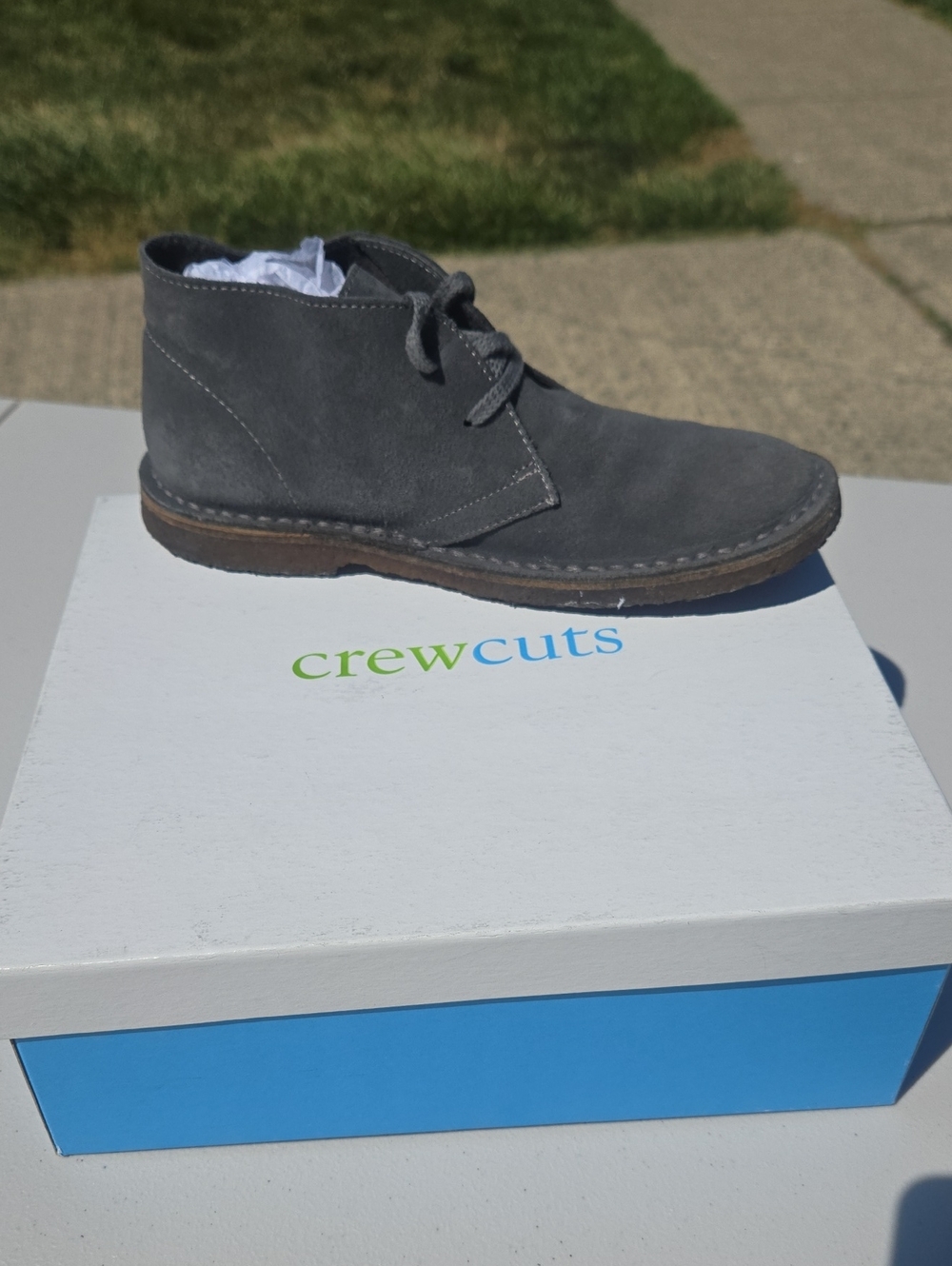 J Crew Crewcuts MacAlister Suede Ankle Boots K5 Gray Crepe Soles